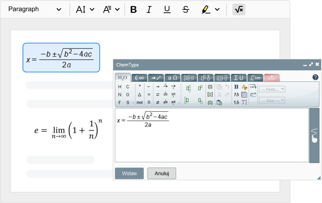 Create and edit math equations with MathType