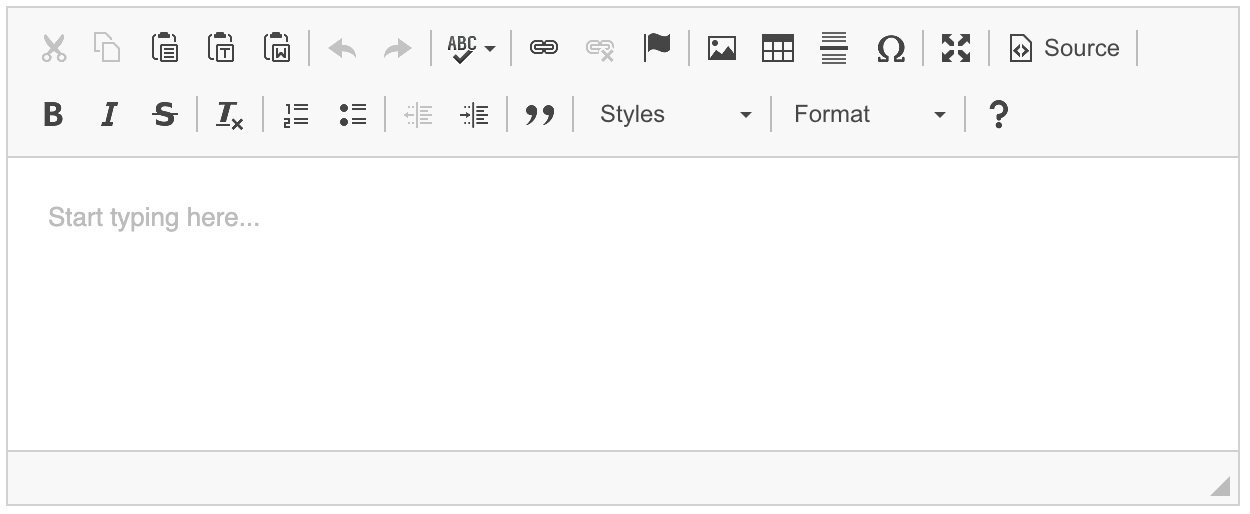 Editor placeholder inside a fresh document.