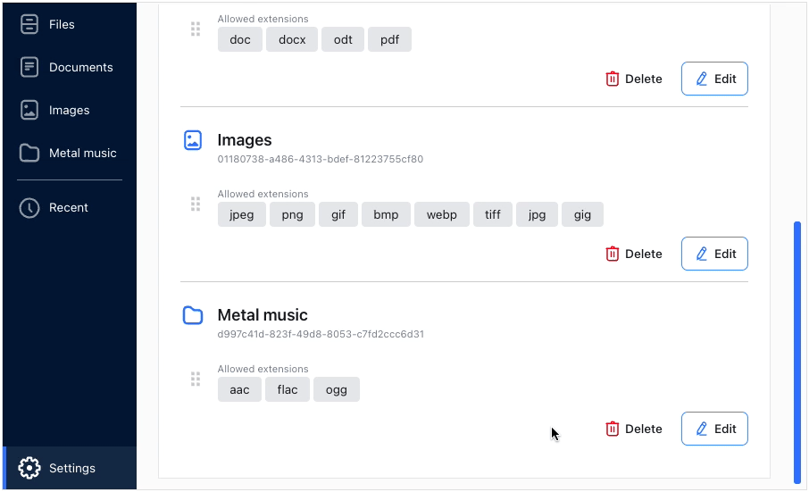 Administration panel - removing the category.