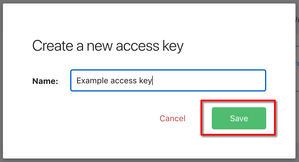 Access key name prompt.
