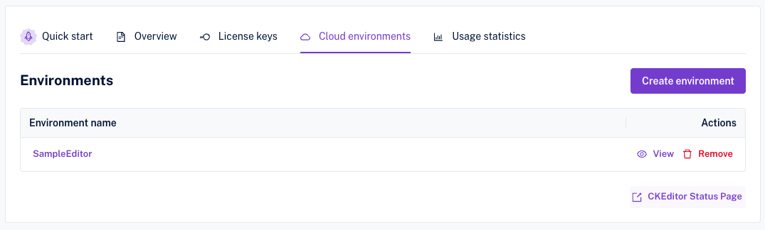 Cloud environments section.