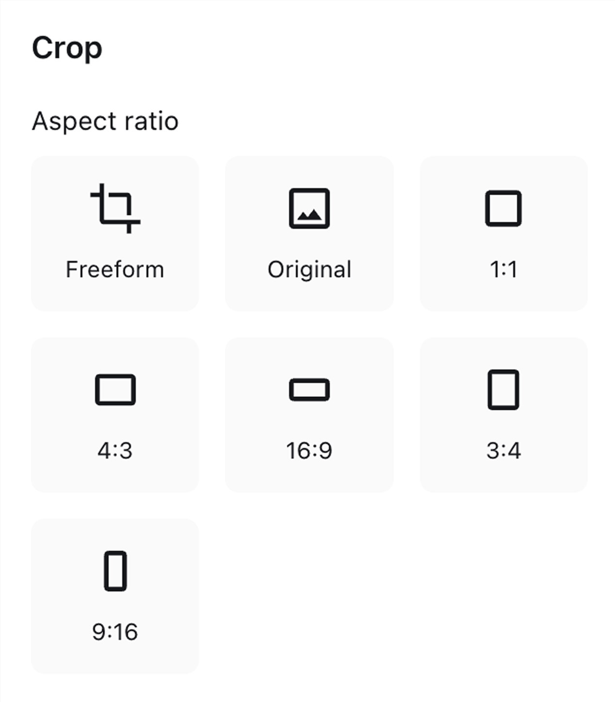 Aspect ratio crop presets.
