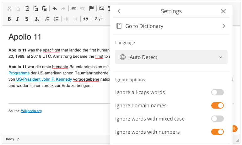 Choose the auto-detect language option.