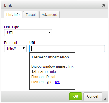 Element information displayed with the Developer Tools plugin in CKEditor