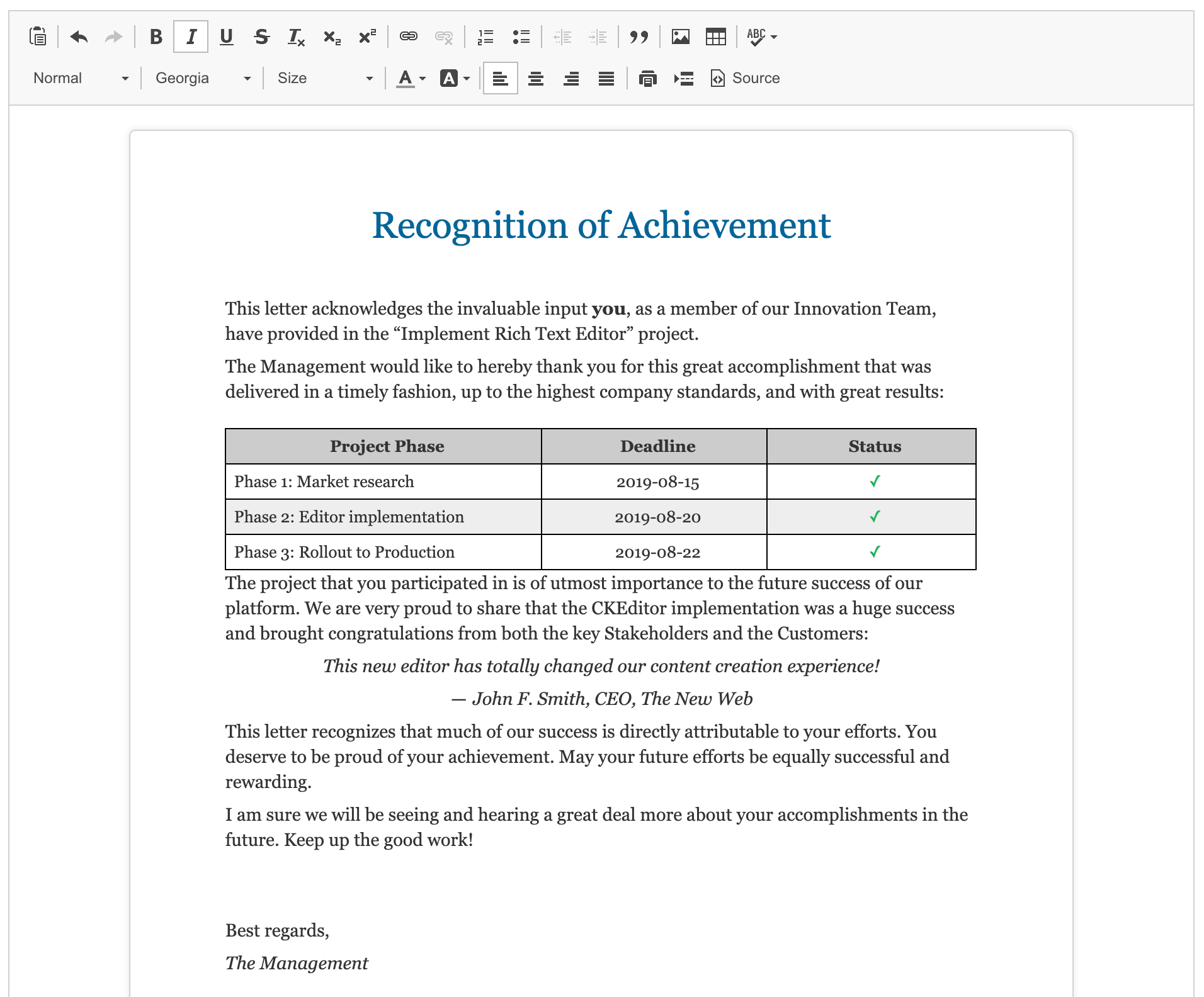 LibreOffice Writer content pasted into CKEditor 4 WYSIWYG editor.