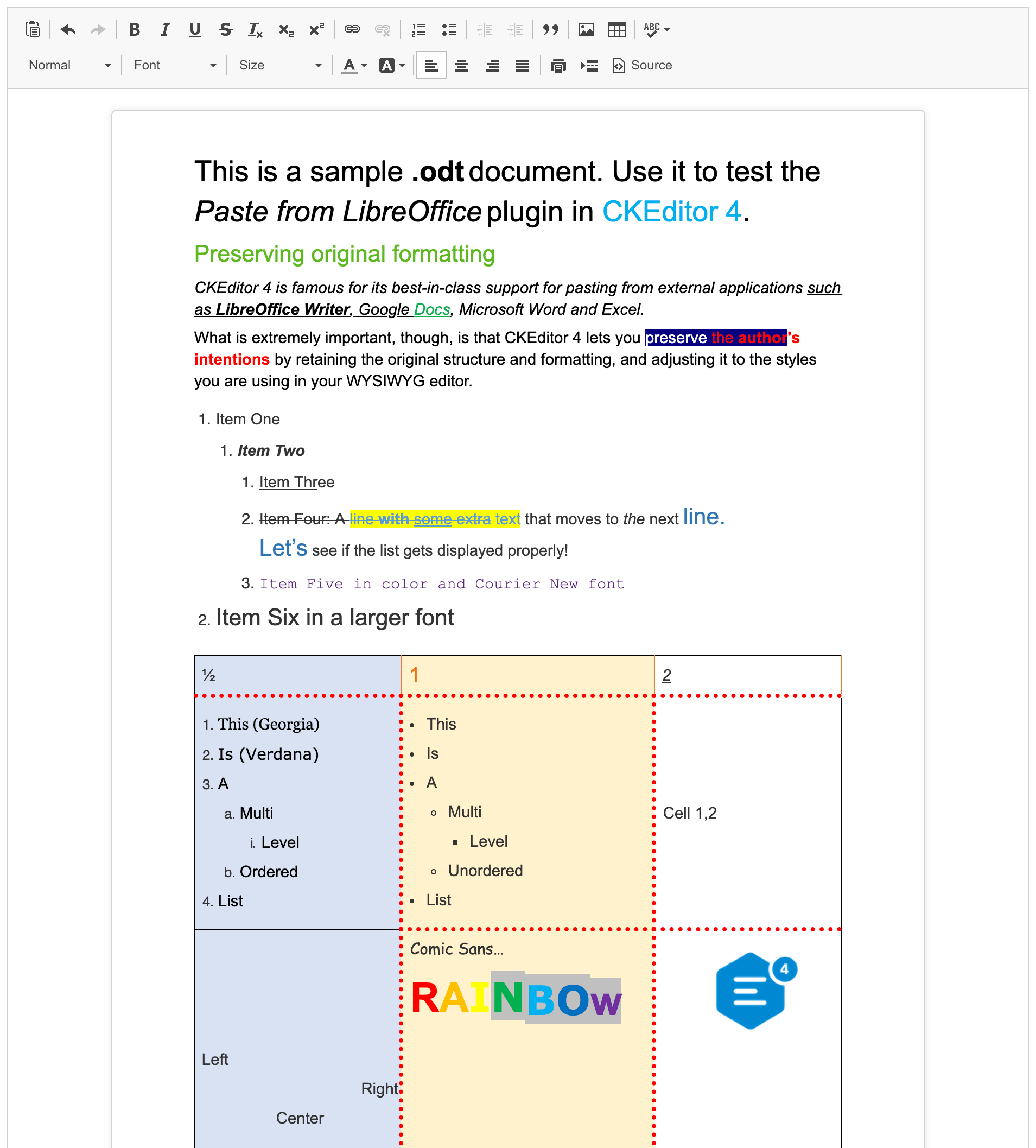 Paste from LibreOffice - CKEditor 4 Documentation