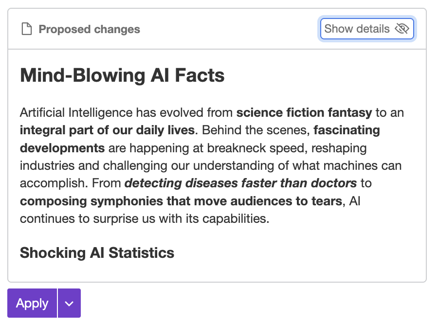 CKEditor AI Chat clean view.