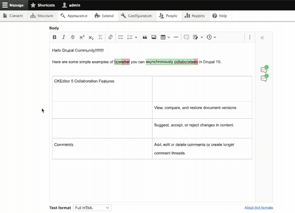 Drupal with CKEditor 5 real-time collaborative editing.