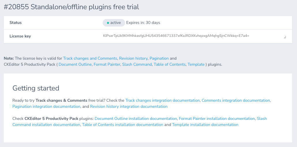 Premium features license key in the management console.