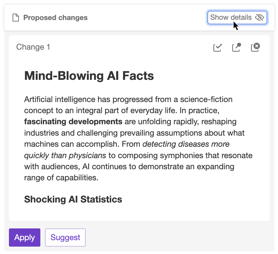CKEditor AI Chat clean view.