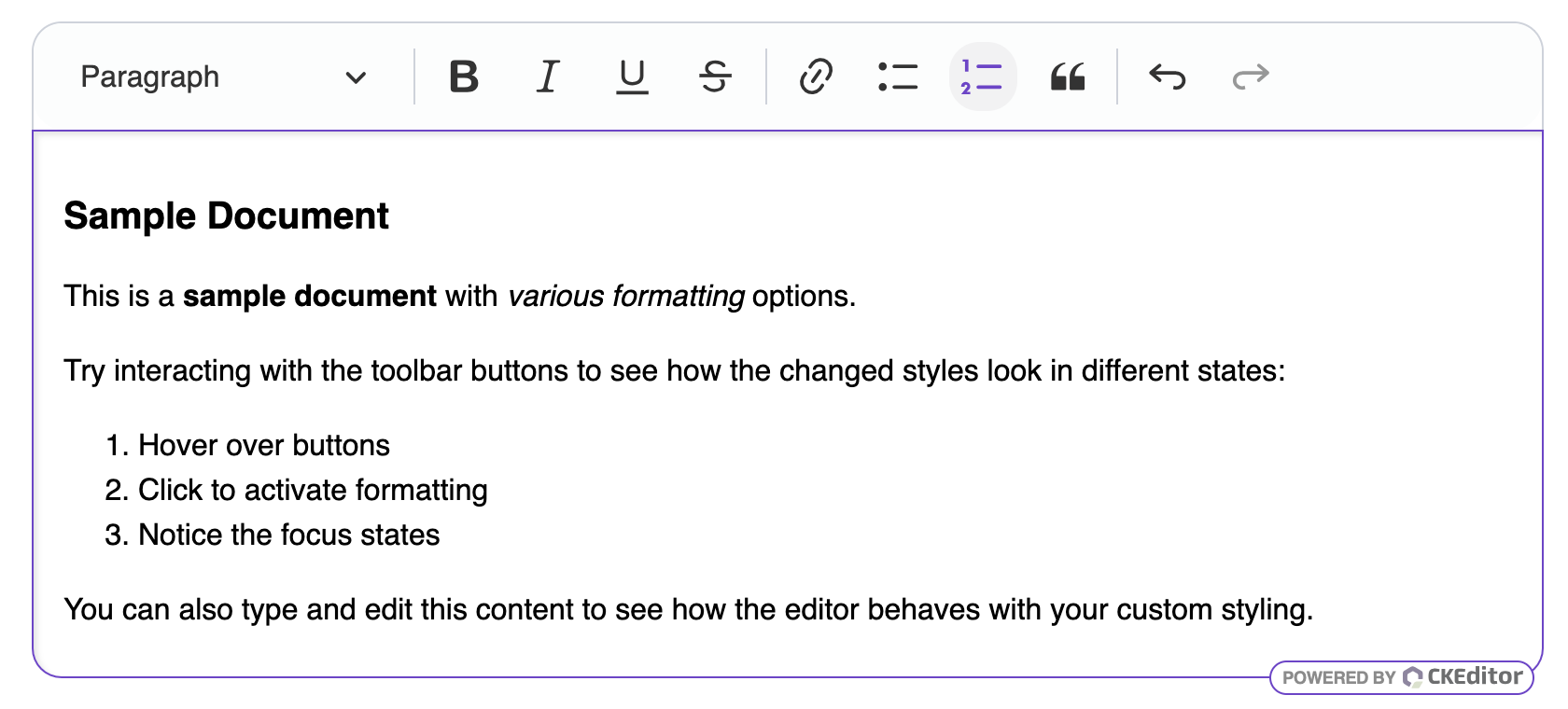 The editor’s look after customization.