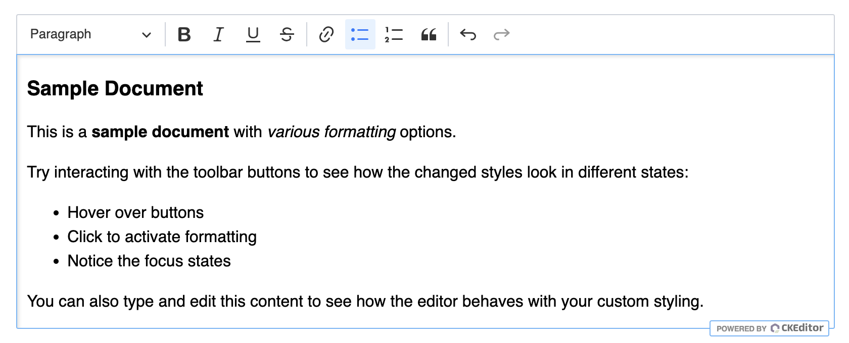 The editor’s look before customization.