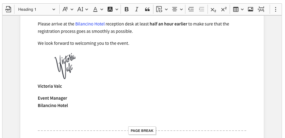 Export to PDF feature in the CKEditor 5 WYSIWYG editor toolbar.