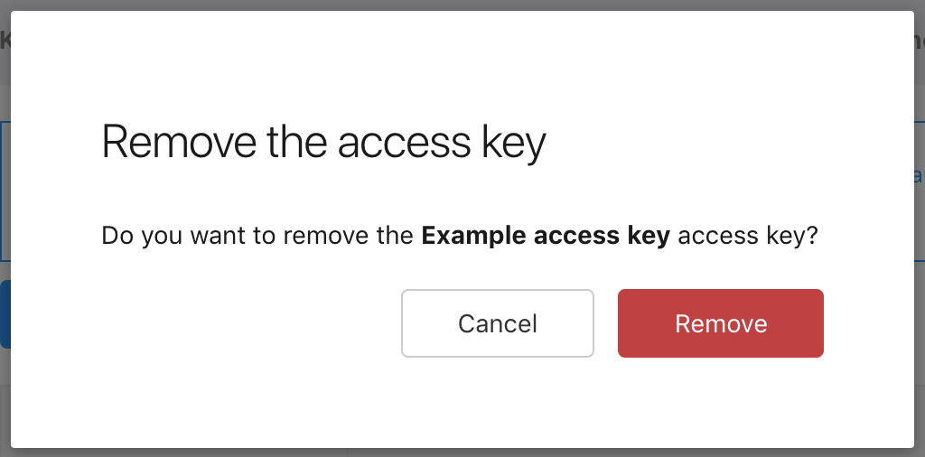 Access key remove prompt.