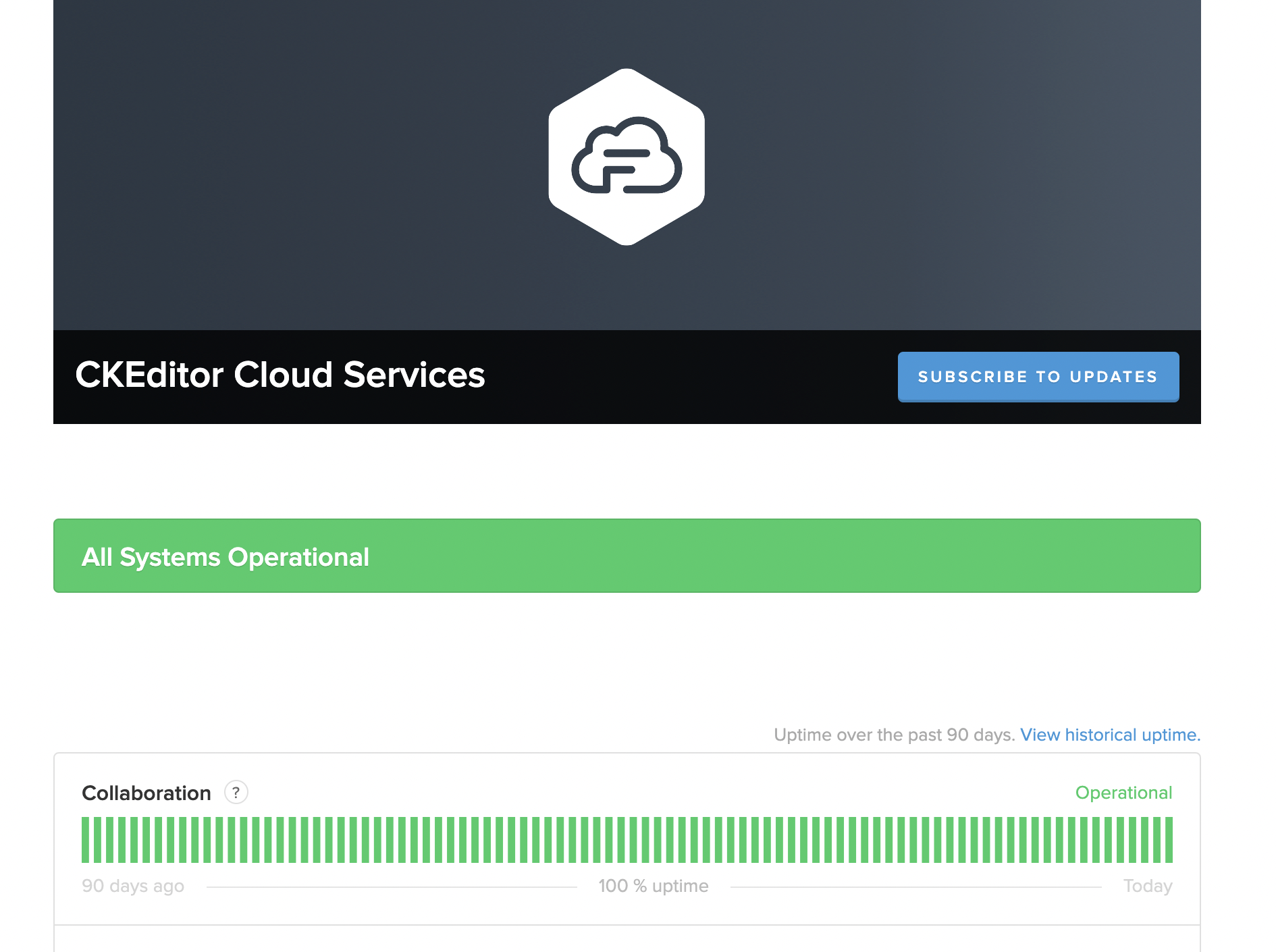 CKEditor Cloud Services status page.