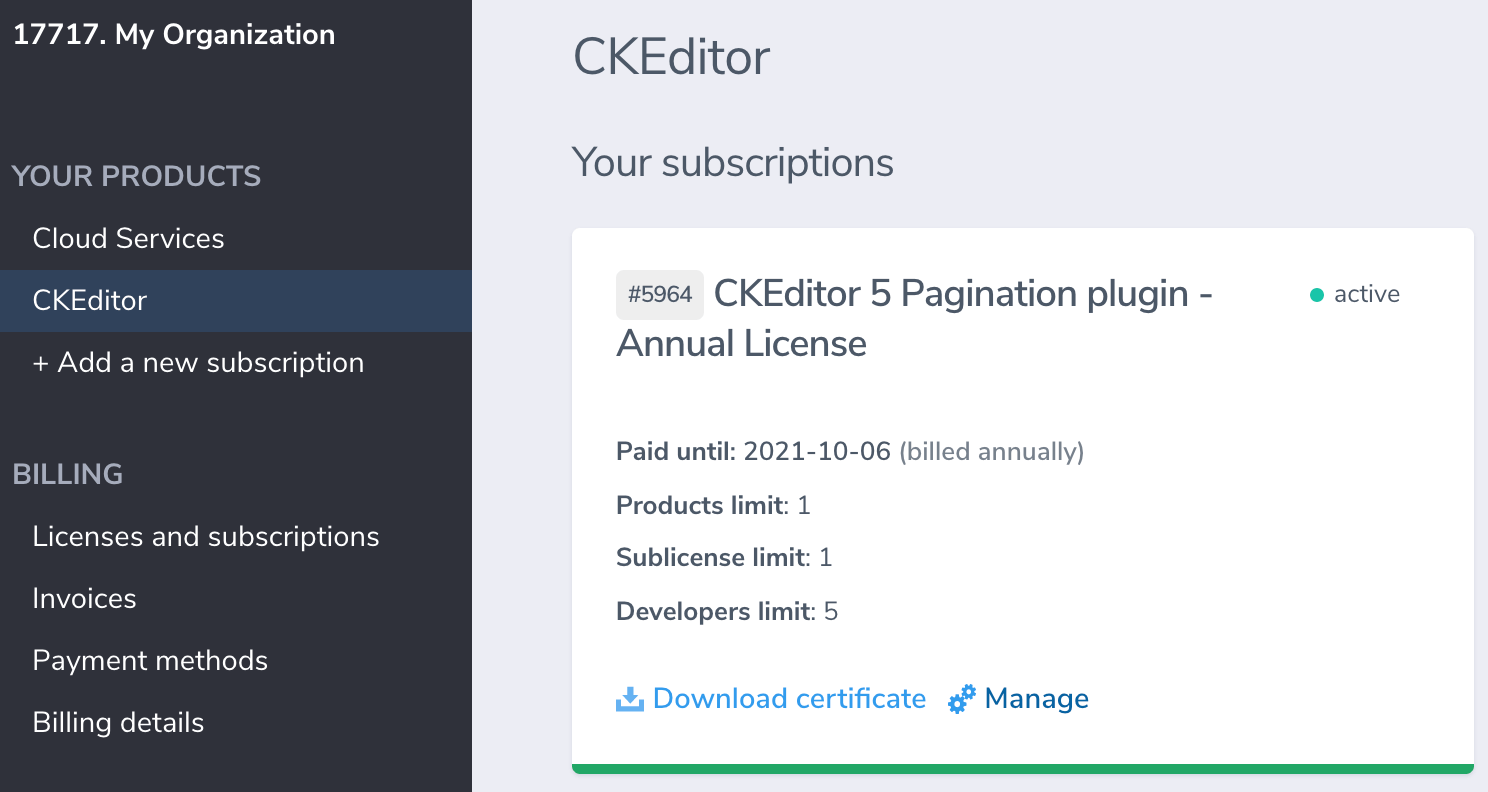 CKEditor with Premium Features view.